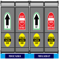 One-way door sign with 4 sides