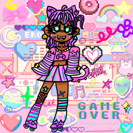 Cute cat internet gamer girl drawing/Gaby Sparkle 