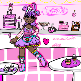 Cute bunny girl in Kawaii Cafe /Gaby Sparkle 