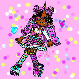 Kawaii rainbow bear girl drawing/Gaby Sparkle 