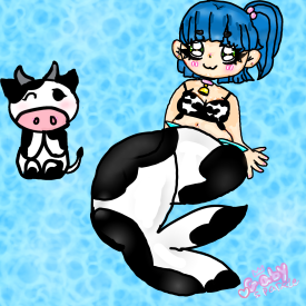 Cute cow mermaid girl drawing/Gaby Sparkle 