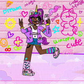 Cute spary paint unicorn girl drawing/Gaby Sparkle 