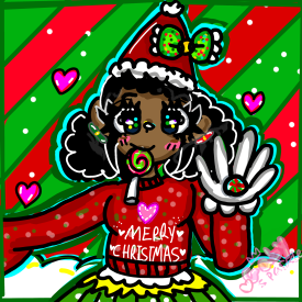 Cute Christmas girl drawing 