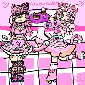 Two cute cat girls at Kawaii Cafe/ Gaby Sparkle 