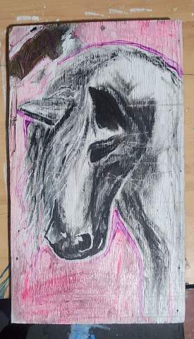 Pony on wood